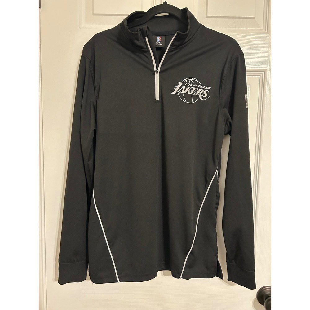 NBA Los Angeles Lakers Mens Small Black Quarter Zip Pullover Long Sleeve Shirt